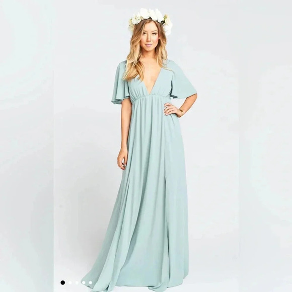 Show Me Your MuMu Faye Flutter Maxi Dress, Silver Sage, Small. - Picture 2 of 4